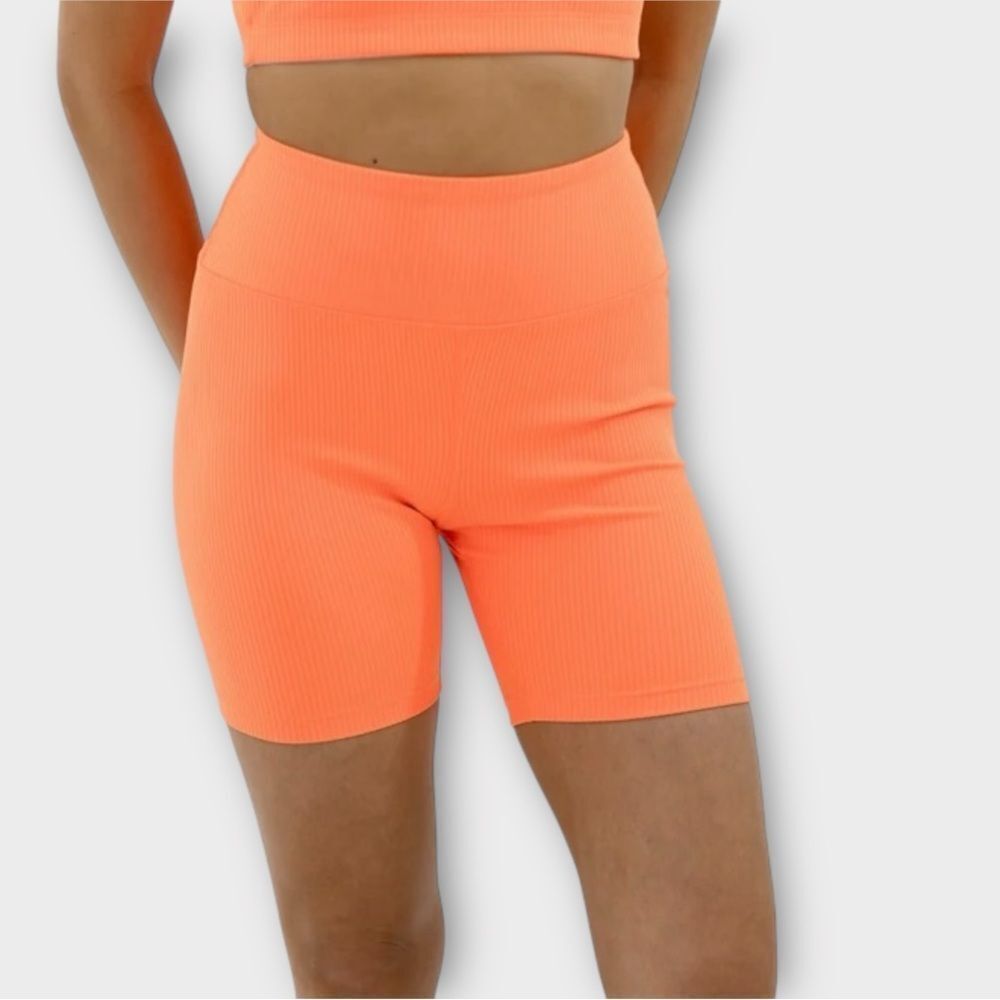 Year of Ours Ribbed High Bike Short in Tangerine Women’s Size XS NWT